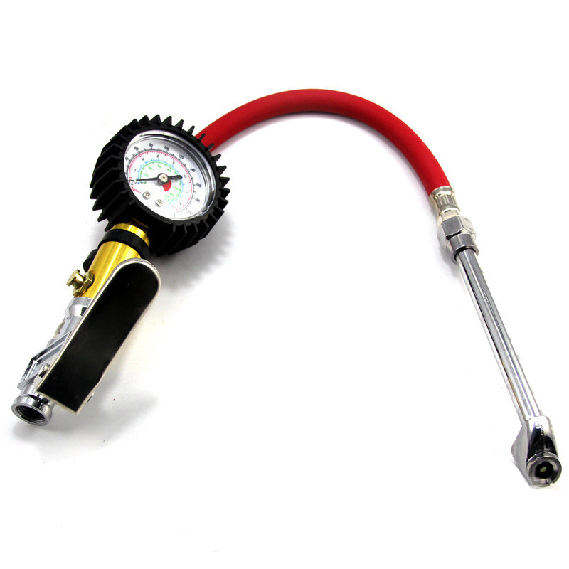 Tyre Air Inflator Dial Pressure Meter Gauge Line  Pump  Dual Chuck