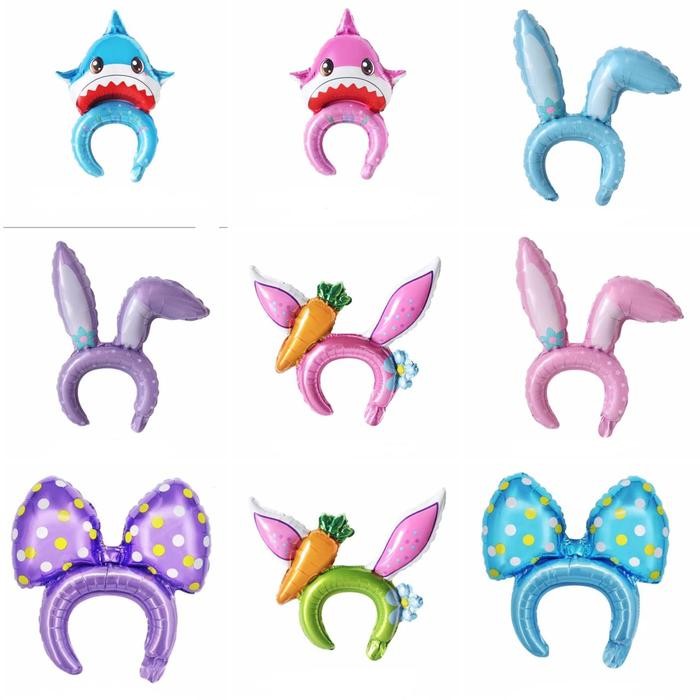 BANDO BALON KARAKTER ULANG TAHUN ANAK MAHKOTA ULTAH MERMAID KELINCI BABY SHARK JUMBO