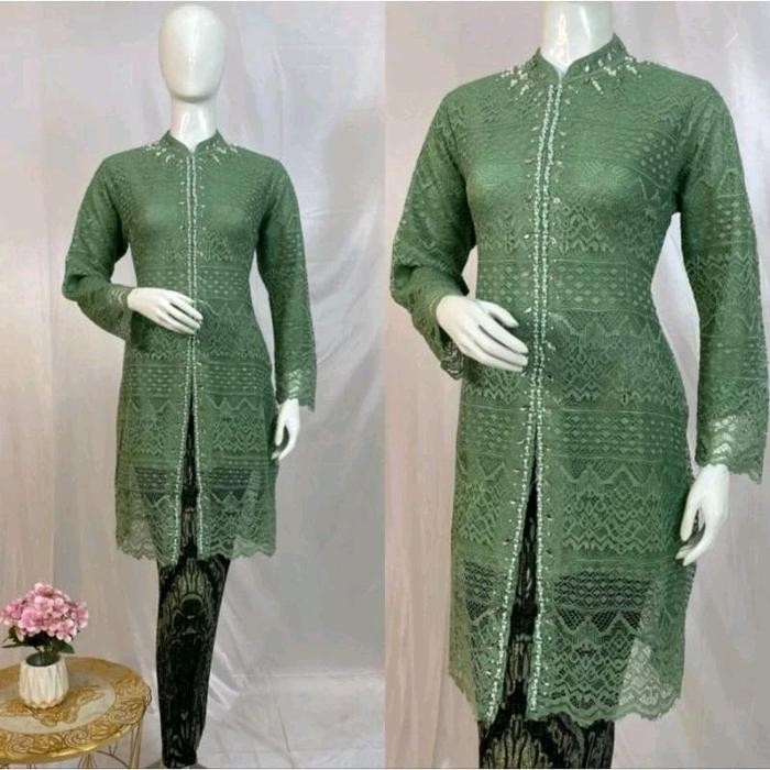 ASLI Baju Kebaya Wanita Tunik Malika Payet Modern Wisuda Kondangan Ibu Besan Terbaru - Dress READY