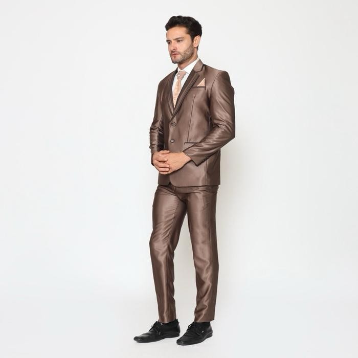 108p- Jas Pria Semi Wool Shining Setelan Jas Pengantin Pria Bahan Tebal - Yung