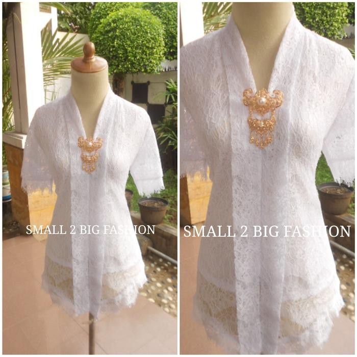 SIAPKIRIM kebaya brukat brokat pendek / kebaya modern pendek putih krem gold READY STOCK