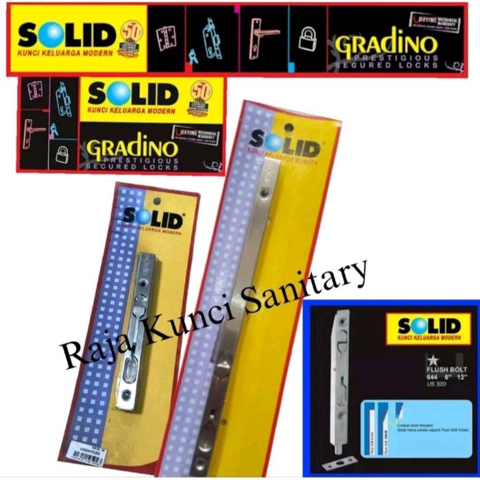 Grendel Tanam Solid/Flush Bolt Solid 644 6" in/12" in/Slot Pintu Solid