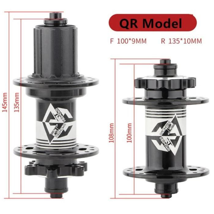 RT Sepasang Hub Freehub Depan Belakang Hitam 32H QR 7 Bearing Jangkrik