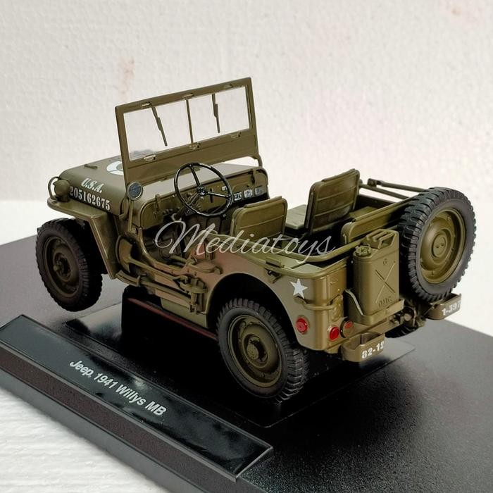 Diecast Welly Skala 1:18 Jeep Willys Mb 1941 Convertible