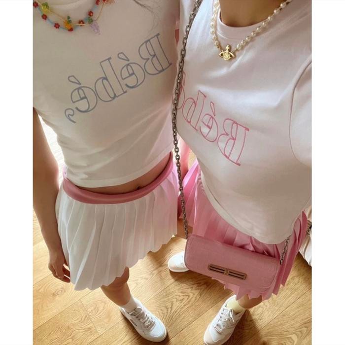 Noirnine - Lettering Bebe Crop T-Shirts Terlaris
