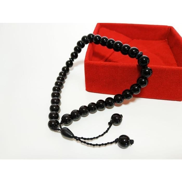 Gelang Batu Giok Hitam Vee Jewelry Black Jade 8Mm Asli China Cina Tasbih 33 Butir - Gelang Terapi