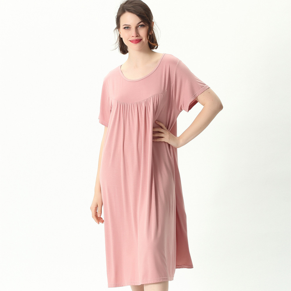 Fdfklak Summer Women Sleepwear Short Sleeve Cotton Nightgown Nightie Loose Home Dress Sexy Lingerie
