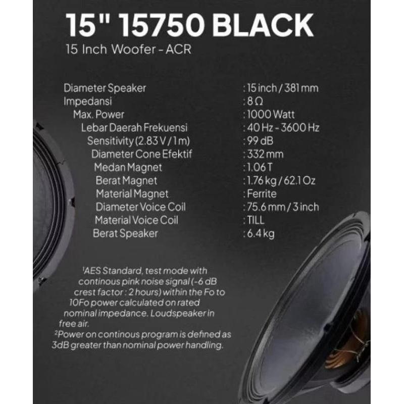 Speaker Acr 15Inch 15750 Black New Speaker Acr 15In 15750 1000 Watt Original