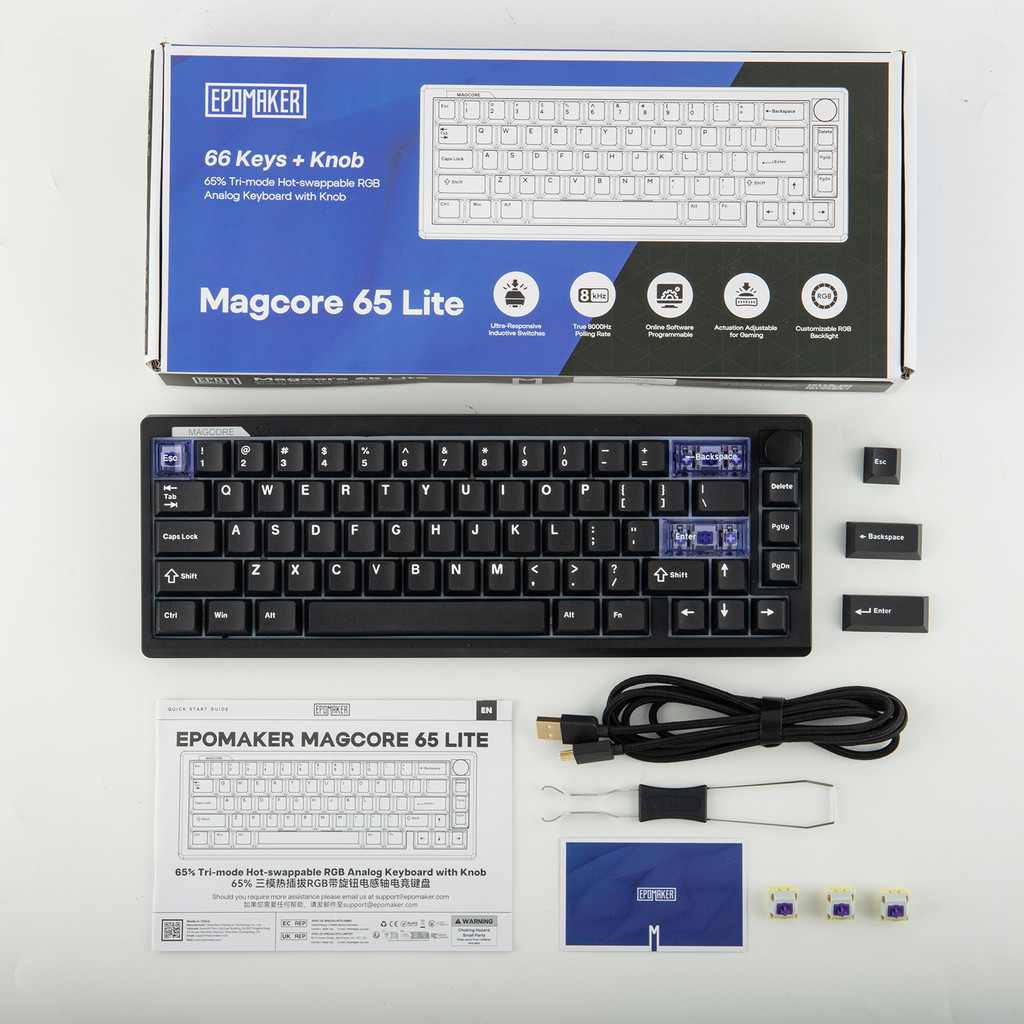 EPOMAKER Magcore65 Lite 65% US QWERTY Layout Wired/BT/2.4Ghz Wireless Mechanical Gaming Keyboard 8K