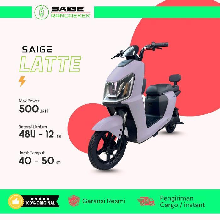 Saige Sepeda Listrik Latte 500 Watt Anti Air Desain Terbaru Baterai Lithium 48V 12Ah Jarak Tempuh 40