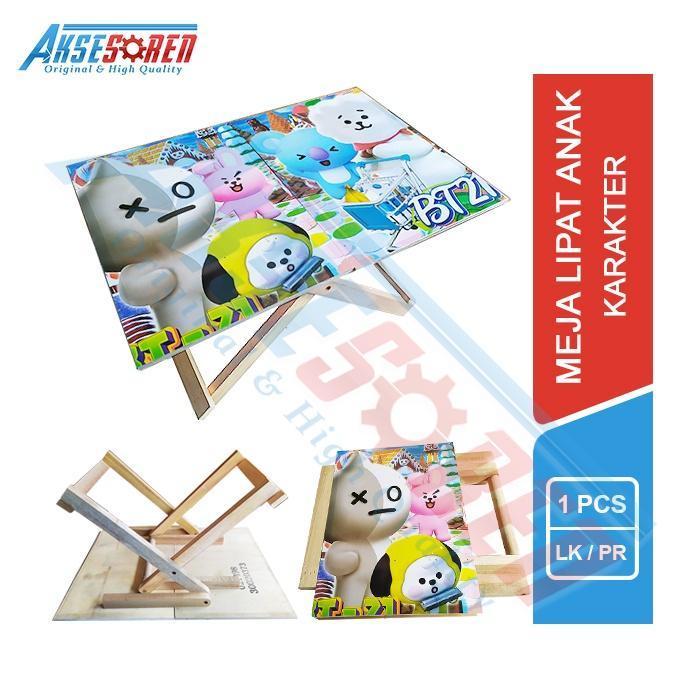 Meja Lipat Kayu Karakter Anak / Meja Lipat Portable / Meja Belajar Lipat Cowok Cewek / Meja Belajar