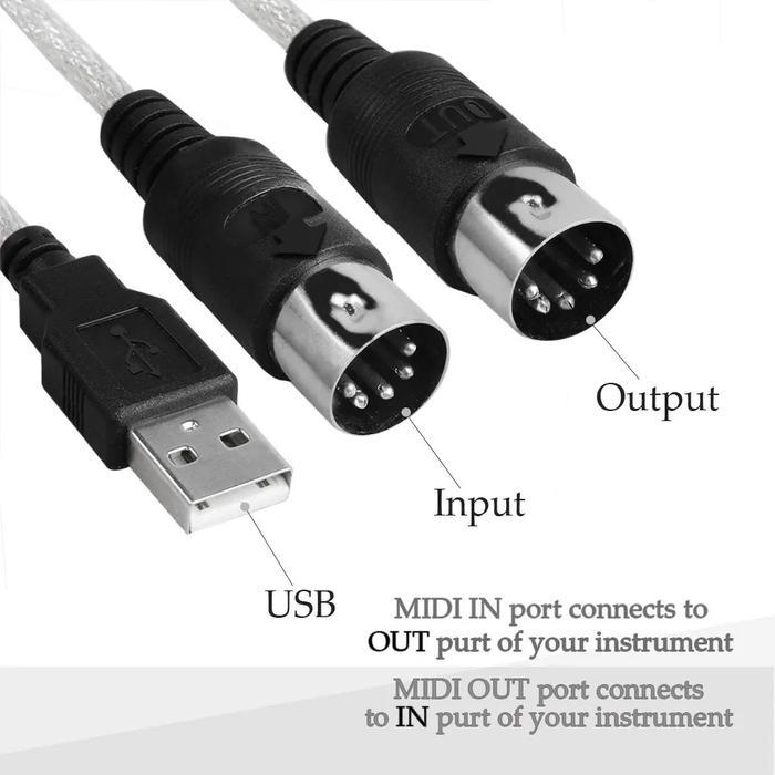 KABEL CONVERTER USB MIDI TO MUSIC KEYBOARD ADAPTER CABLE - KABEL MIDI - USB MIDI CABLE CONVERTER PC