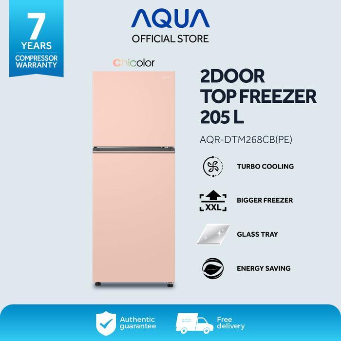 AQUA Elektronik AQR-DTM268CBP(PE) Kulkas 2 Door 205L Turbo Cooling Peach - Bigger Freezer & -1° C Ch