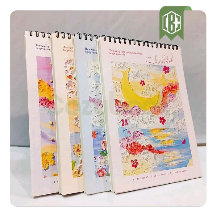 Sketchbook Aesthetic Bookpaper Ring Spiral 90 Halaman 3 Ukuran A4 A5 A6 Kertas Berkualitas Tinggi