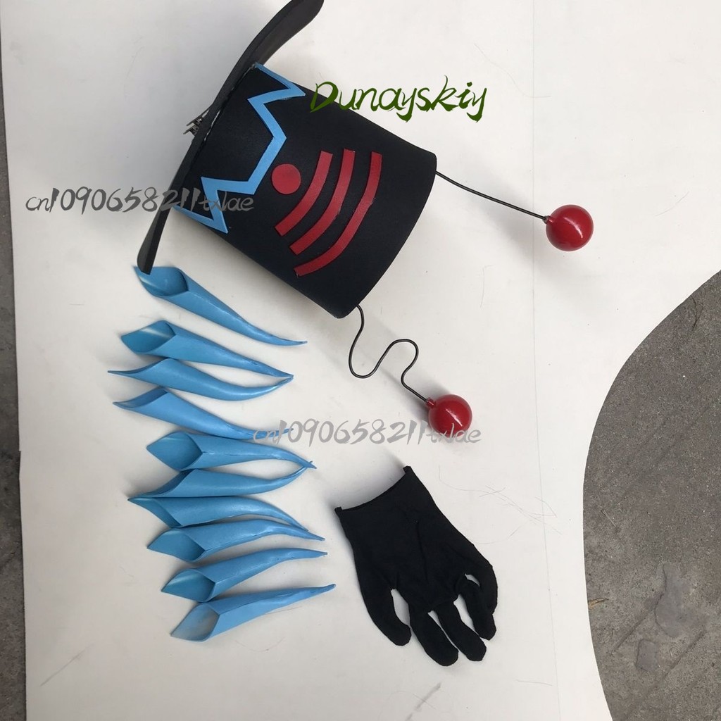 Vox Cosplay Props Hat Headwear Blue Nails Ruler Plush Fans Gifts Kawaii Men Women Hazbin Props