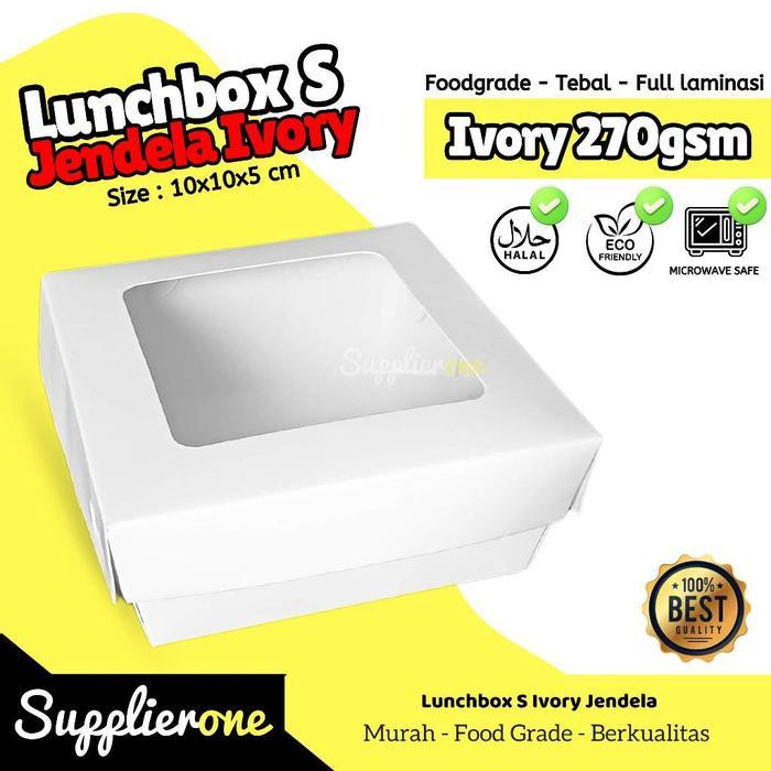 Terlaris Lunch Box S Jendela Ivory 50 Pcs / Lunch Box Paper / Paper Lunch Box / Box Ayam / Box