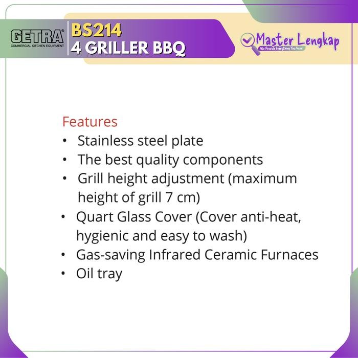 Getra Griller 4 Burner Bbq Stainless Steel Bs214 / Bs 214 / Bs-214