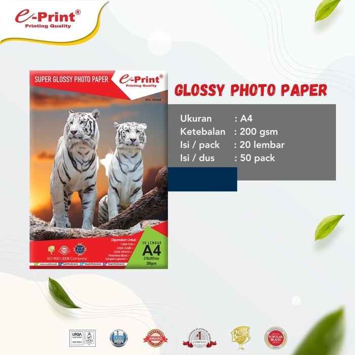 

Pilihan- Kertas Foto E-Print Glossy Paper Alumunium Pack 200Gsm