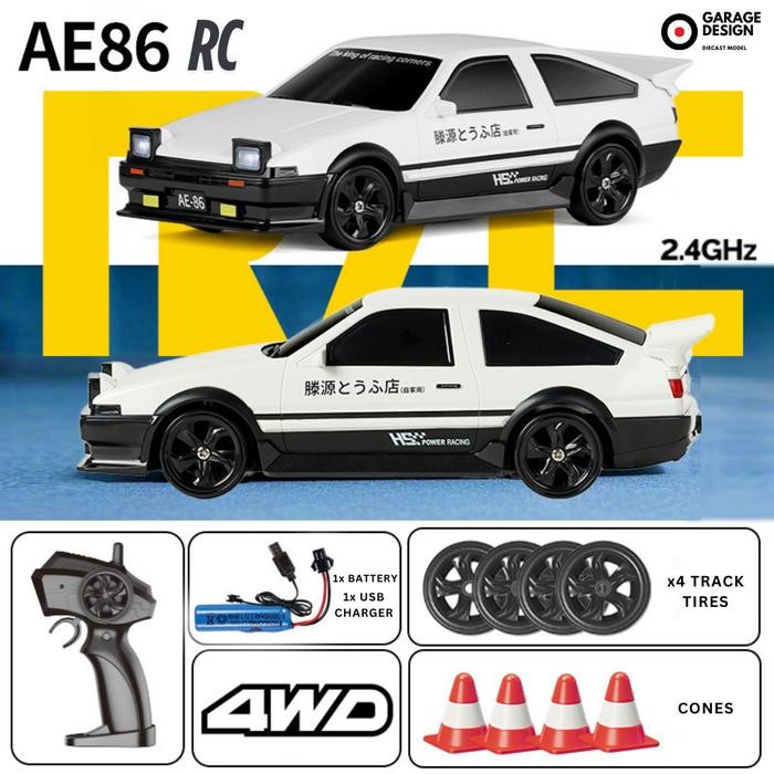 BARANG TERLARIS  Garage Design RC Drift JDM Toyota Trueno AE86 / Supra Police Car 1:24 with