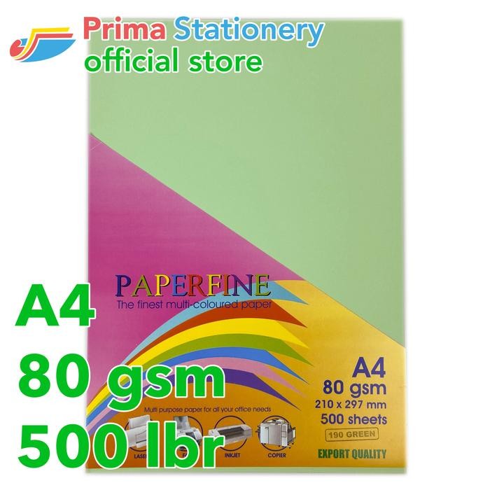 

Paperfine Kertas HVS Warna A4 IT 190 Green Rim isi 500 lbr [TC]
