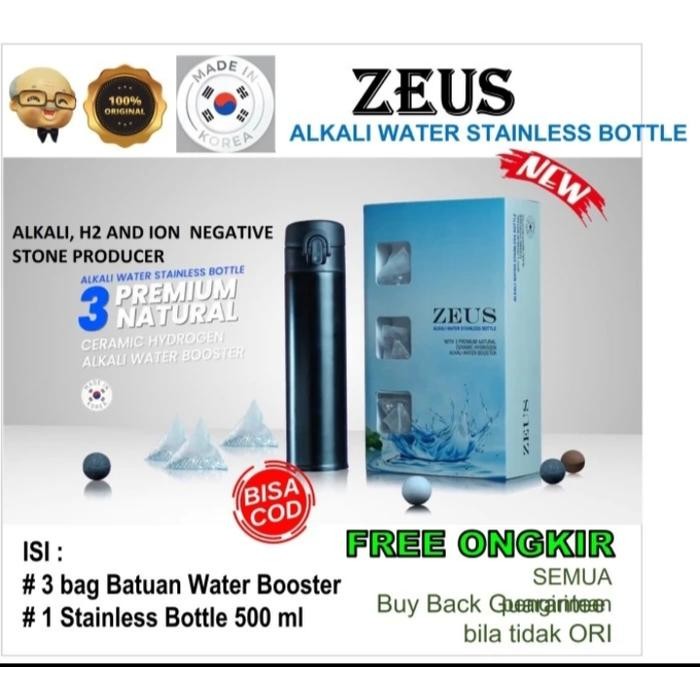 Grandpa Zeus Alkali Hydrogen Water Isi 3 Kantong Batuan Alami Korea Free Botol Tumbler Stainless