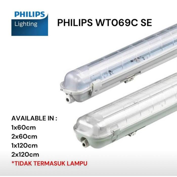 Terbaik Philips Kap Lampu Tl Led Wateproof Wt069C 60Cm 120 Cm Tahan Air Kap T8 Led 100% Ori
