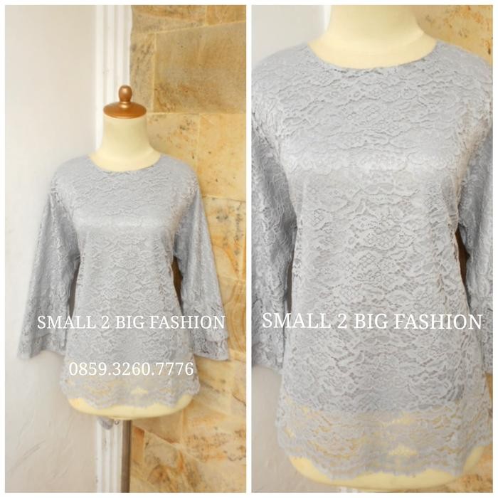 blouse brukat abu 2L 3L 4L 5L / baju pesta muslim jumbo / batik big