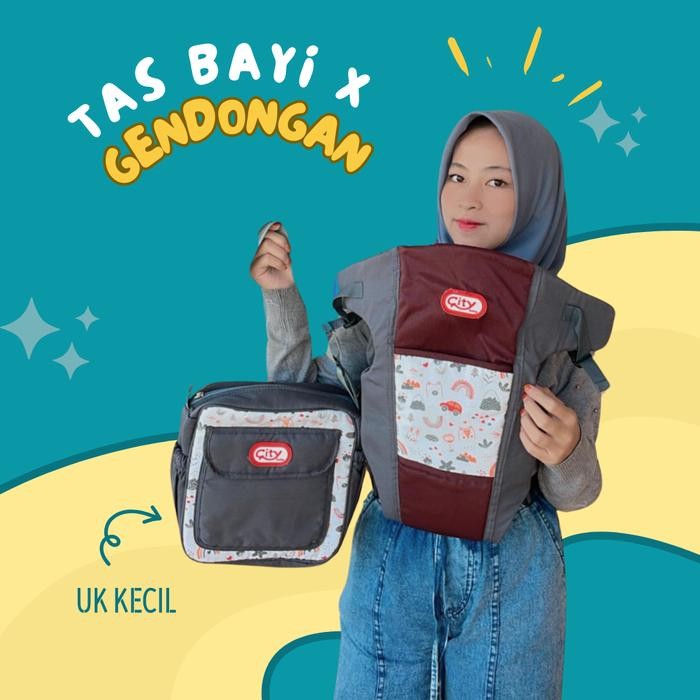 Paket Gendongan Bayi dan Tas Bayi Kecil Print Gendongan Bayi Tas Bayi Kecil