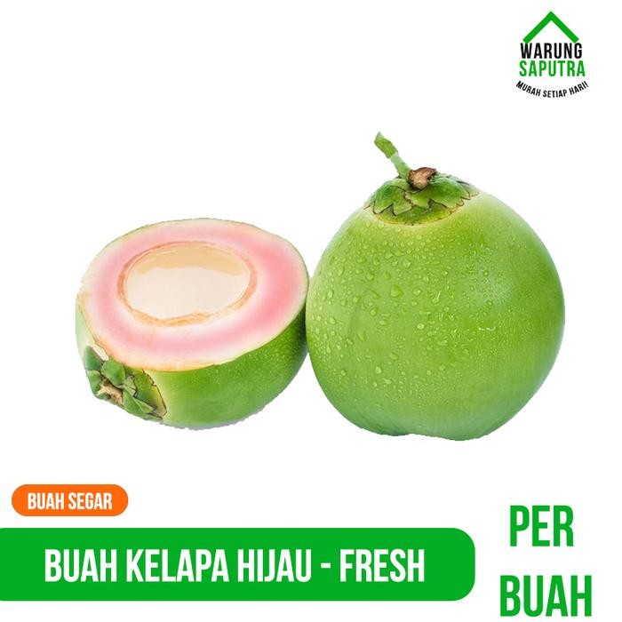 Pilihan- Buah Kelapa Hijau / Ijo Asli Kulit Merah Muda Segar Per Buah
