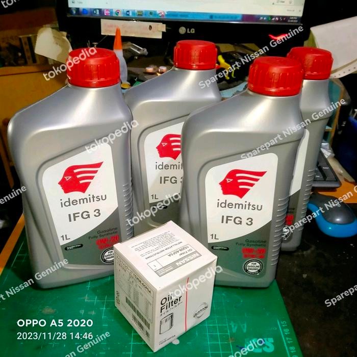 0w-20 Idemitsu Paket Oli 4 liter + filter oli Nissan