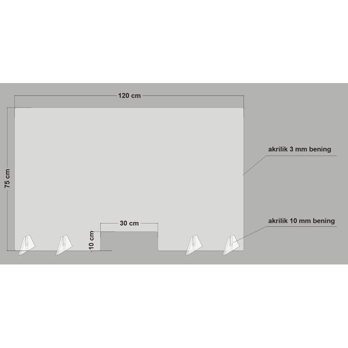 SEKAT MEJA AKRILIK/PARTISI/PEMBATAS MEJA UKURAN 120X75 CM