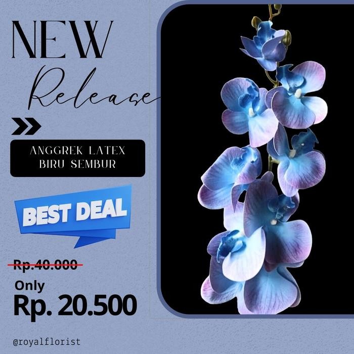Pilihan- Anggrek Latex X9 Jumbo Blue Series/Bunga Anggrek Latex Premium/Bunga Hias Dekorasi
