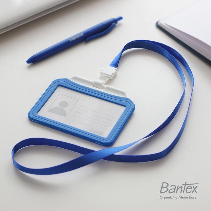 

OJ Bantex Cobalt Blue Dual Side ID Card Holder Lanyard Landscape #8880 11