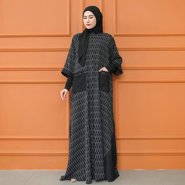 Pilihan- Aisyalina Id Exclusive Velmira Dress Set Khimar Pashmina Segiempat Bahan Airflow Motif