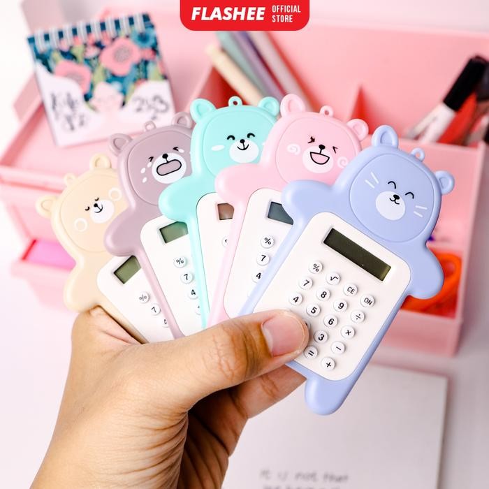 

New Flashee Kalkulator Beruang Mini Aesthetic Kalkulator Sekolah Lucu Motif Bear 8 Digit Calculator