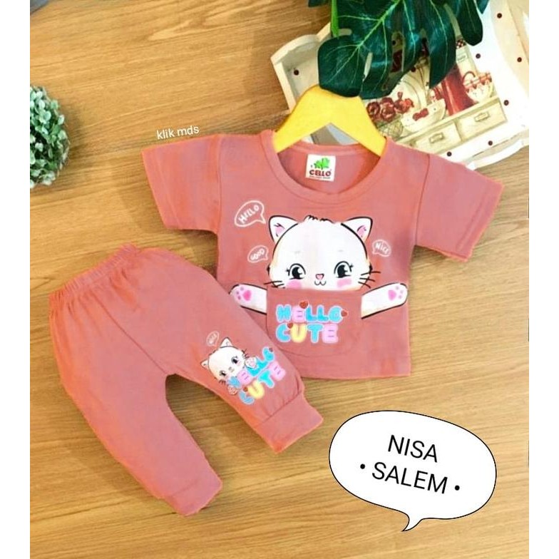 Baju bayi perempuan 0 6 bulan Motif Set Alya