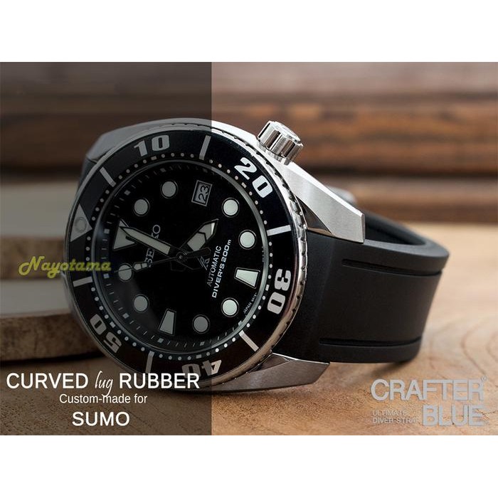 Crafter Blue Rubber Strap Hitam Black Untuk Jam Seiko Sumo Curve End