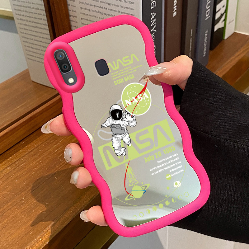 Casing HP Untuk Samsung A20 A30 M10s Case Astronot NASA Macaron Softcase Silikon Kasing Cream Gelomb