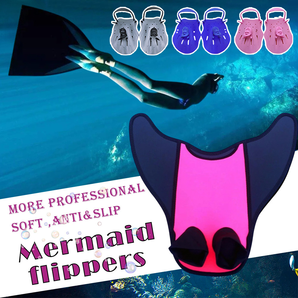 Parent-Child Mermaid Fins Anti-Slip Dive Fabric Monofins Swim Hand Paddle Swimming Shoes Soft Family