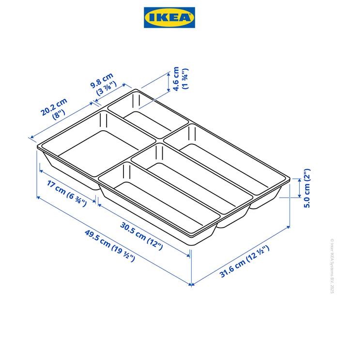 FCR0  Ikea Uppdatera Baki Tempat Pemisah Peralatan Makan Putih 32X50Cm Plastik
