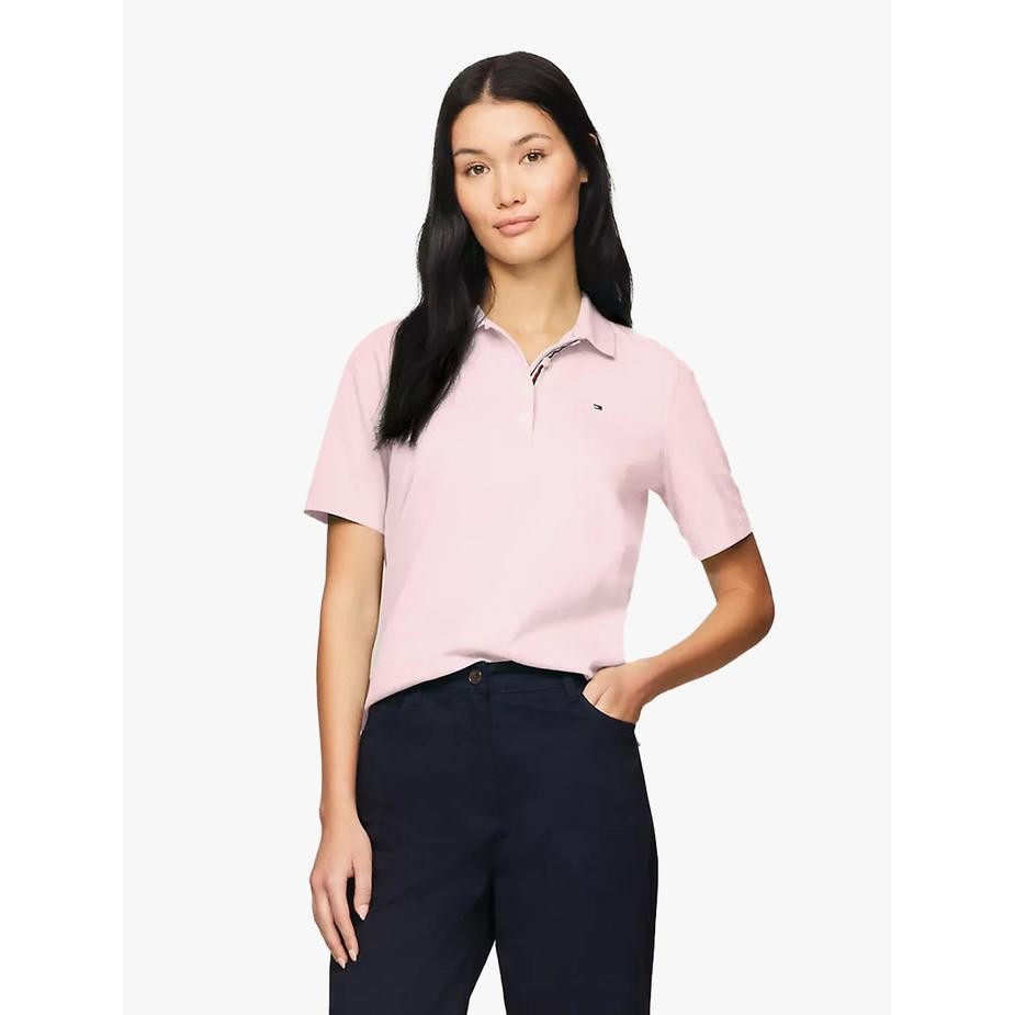 ORIGINAL TOMMY HILFIGER - SOLID STRETCH COTTON POLO-Cradle Pink READY STOCK