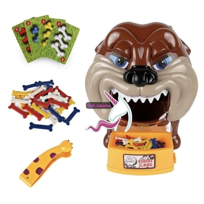 MAINAN GIGIT TULANG BEWARE BAD DOG SURPRISE ANJING GIGIT BONE KAGET BOARD GAME KARTU BATERAI HAPPY