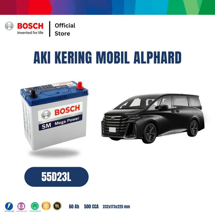 Aki Mobil Toyota Alphard Bosch Mf 55D23L Aki Kering Original
