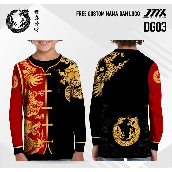 ASLI kaos cheongsam anak shio naga jersey cheongsam naga anak laki laki READY STOCK
