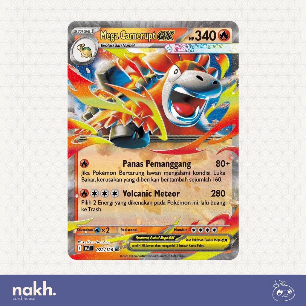 Kartu Pokemon TCG Indonesia Evolusi Mega MA1 022/126 Mega Camerupt ex