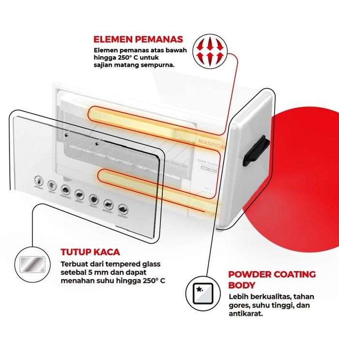 MASPION OVEN TOASTER MOT 901 S /TUNGKU PEMANGGANG/OVEN LISTRIK 9 LITER