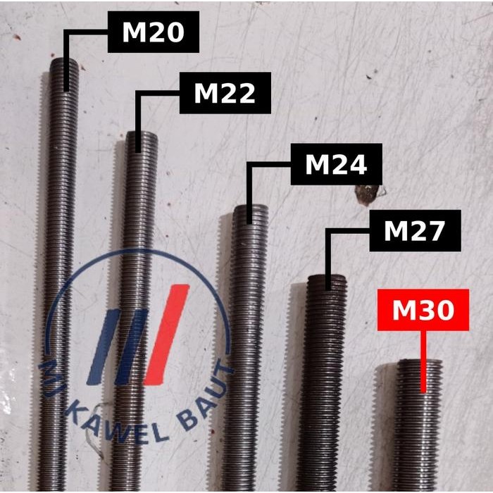 Studbolt / Asdrat Besi M30 P3.5 Panjang 1 Meter Long Drat