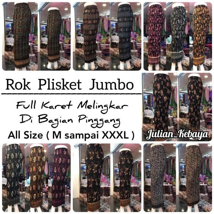 TERLARIS ROK PLISKET BATIK MODERN JUMBO / ROK WISUDA / ROK KEBAYA BATIK MODERN Karet Katun Wanita