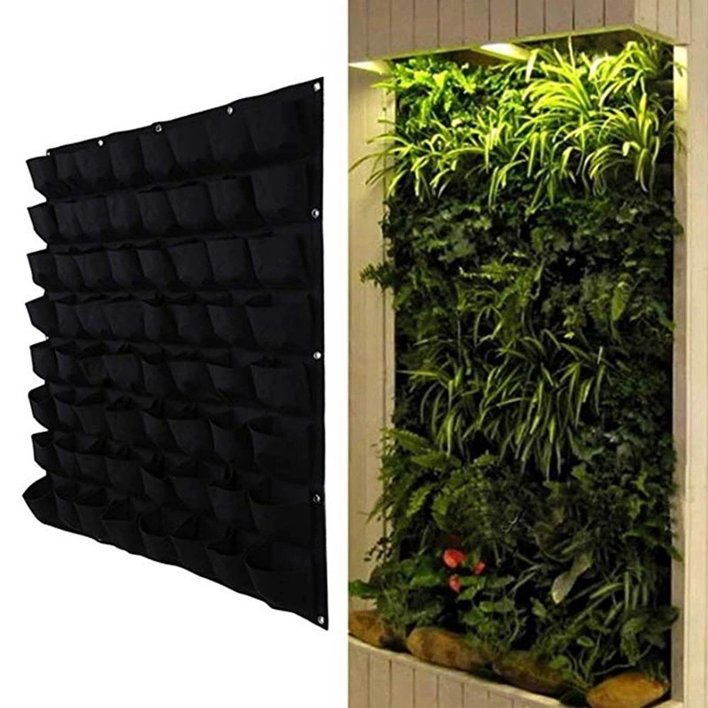 Black Plant Growing Bag Strawberry Flower Bag Fabric Vertical Garden Living Room Pots Wall Hanging P