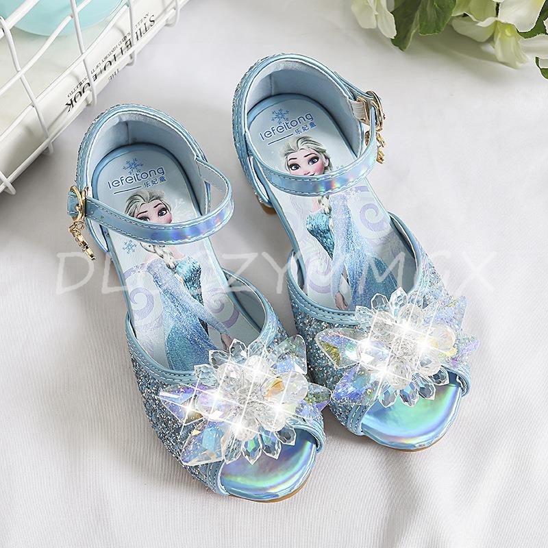 Disney summer new frozen elsa girls high-heeled sandals little girl princess shoes children fish mou